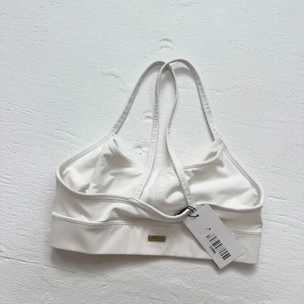 Alala White Knot-Front Strappy Sports Bra
